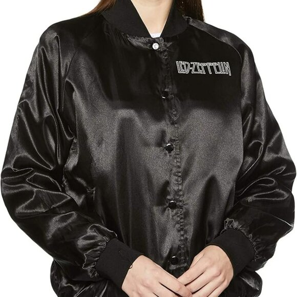 Retro Led Zeppelin Rare Limited Edition Black Satin Bomber / Varsity Tour Jacket - Picture 2 of 16